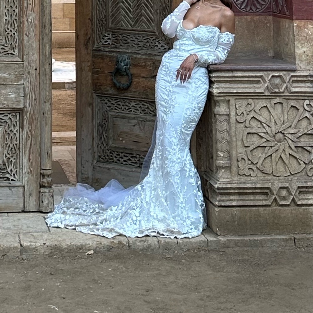 House of CB White Lace Wedding Dress